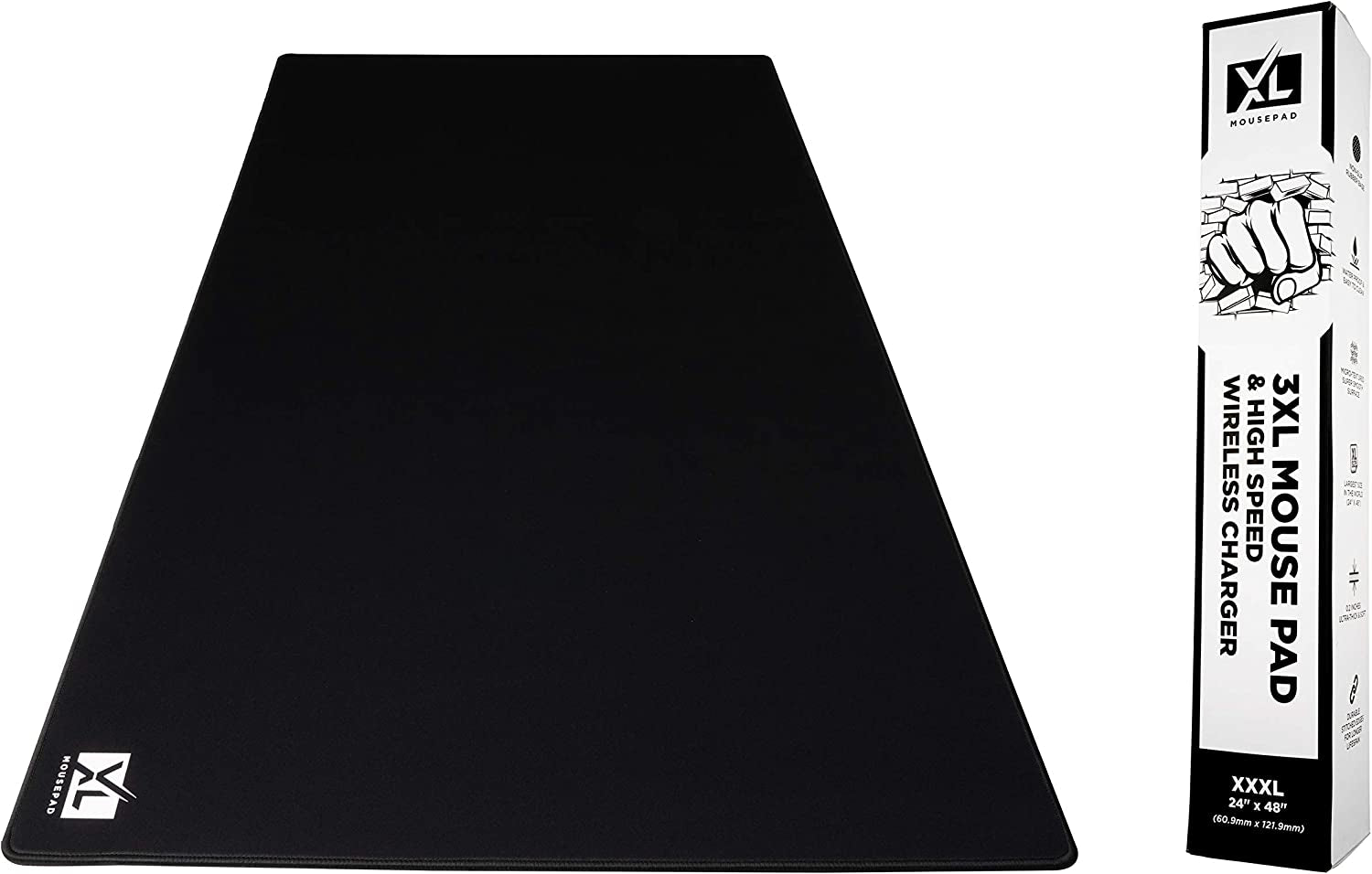 3XL Oversized Gaming Mouse Pad (48'' x 24'') - Extra Large Desk Mat with Super Thick Nonslip Rubber Base and Waterproof Surface (Black)