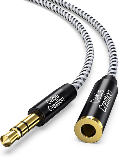 3.5Mm Headphone Extension Cable, Cablecreation 3.5Mm Male to Female Stereo Audio Cable for Phones, Headphones, Speakers, Tablets, Pcs, MP3 Players and More, (10Ft/3M)