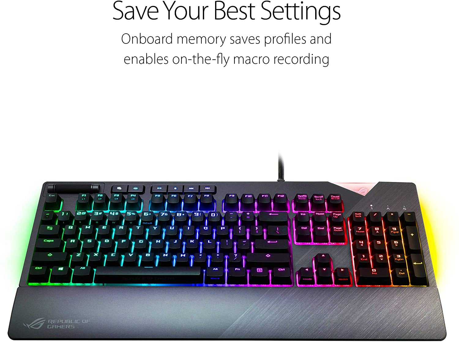 ASUS ROG Strix Flare RGB Mechanical Gaming Keyboard with Cherry MX Brown Switches, Customizable Badge, USB Pass-Through, and Media Controls