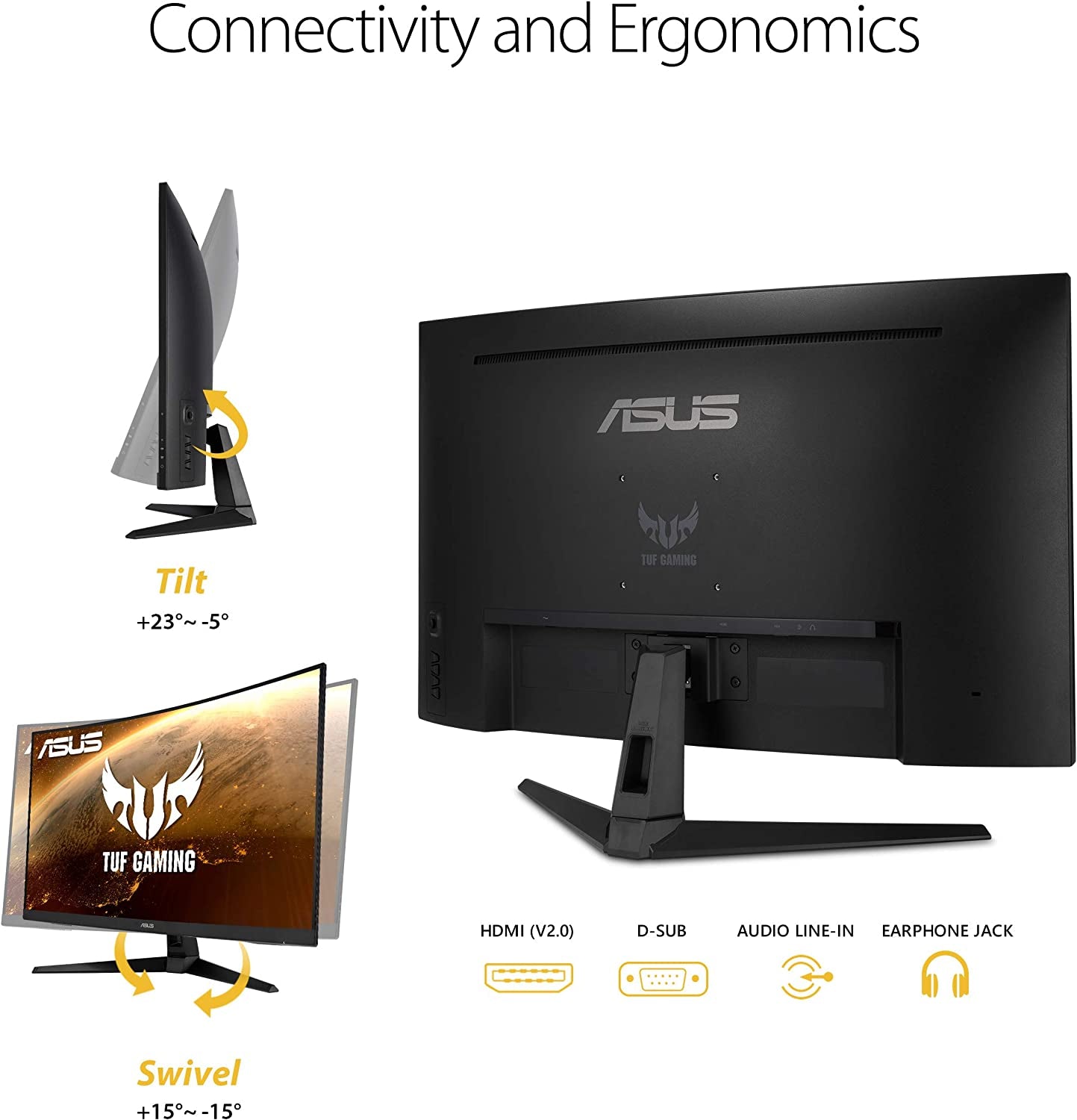 ASUS TUF Gaming VG328H1B 32-Inch Curved Monitor - 1080P Full HD, 165Hz (144Hz Supported), Extreme Low Motion Blur, Adaptive-Sync, FreeSync Premium, 1ms Response Time, Eye Care Technology, HDMI and D-Sub Connectivity