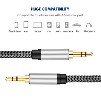 Tan QY 3.5Mm Nylon Braided Aux Cable 15Ft, Audio Auxiliary Input Adapter Male to Male Cord for Headphones, Car, Home Stereos, Speaker, Iphone, Ipad, Ipod & More(15Ft/5M, Silver)