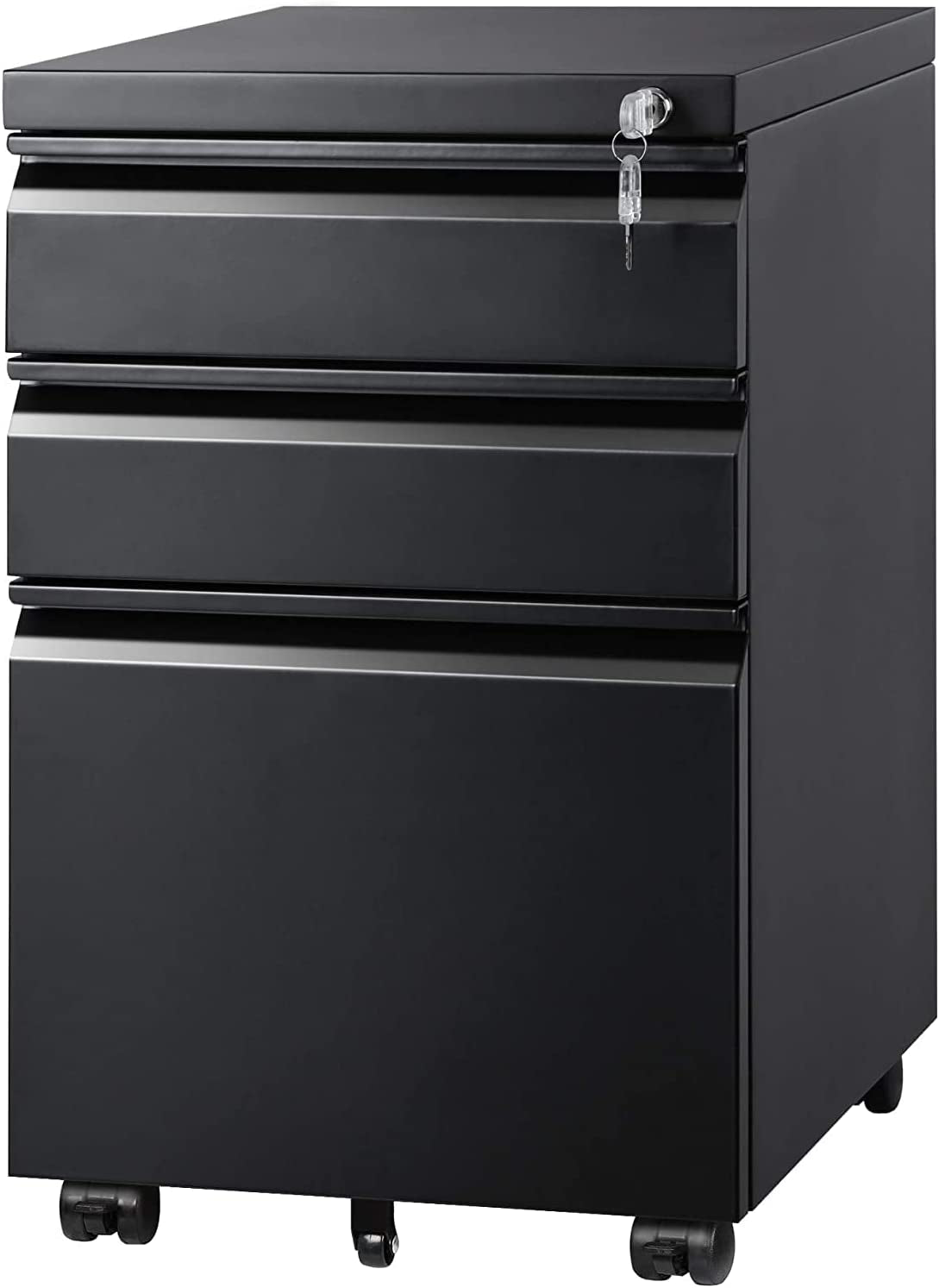 DEVAISE 3 Drawer Mobile File Cabinet under Desk Office, Fully Assembled except Casters, Letter/Legal Size, Black