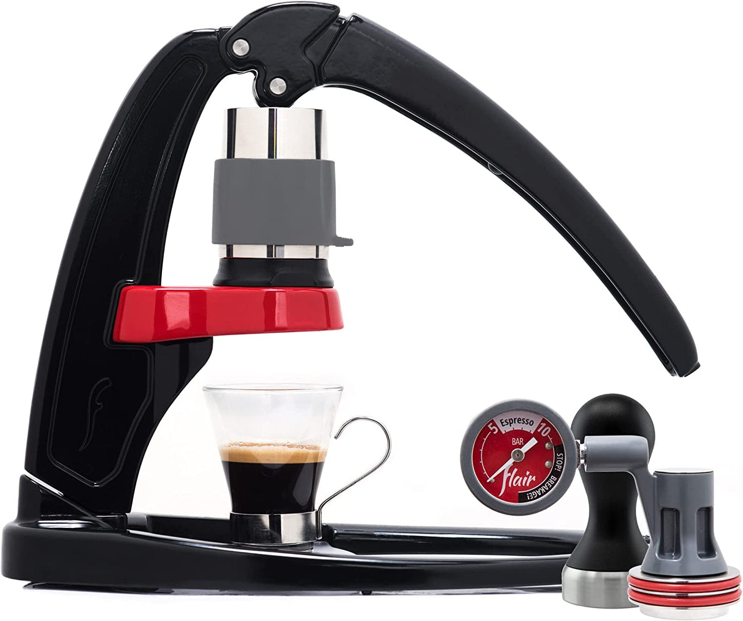 Flair Espresso Maker - Classic with Pressure Kit: Manual Lever Espresso Machine with Stainless Steel Tamper, Pressure Gauge and Carrying Case