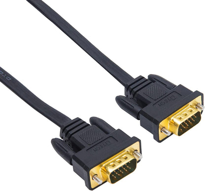 Dtech 65Ft Extra Long VGA to VGA Cable for Computer Monitor 15 Pin Male to Male Flat VGA Cord Full HD Video (20 Meter, Black)