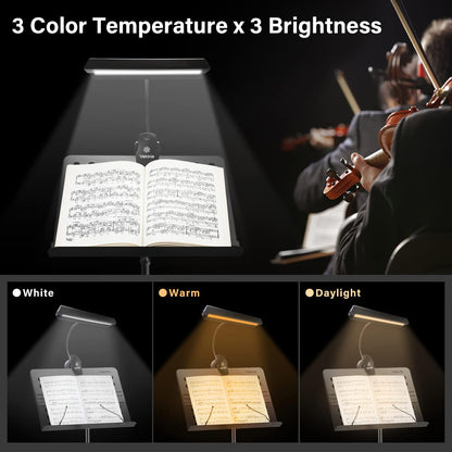 Vekkia Rechargeable Music Stand Light - Clip - on for Musicians' Piano, 9 - Level Dimmable, Portable, USB - C, for Piano, Orchestra, Podium, Easel