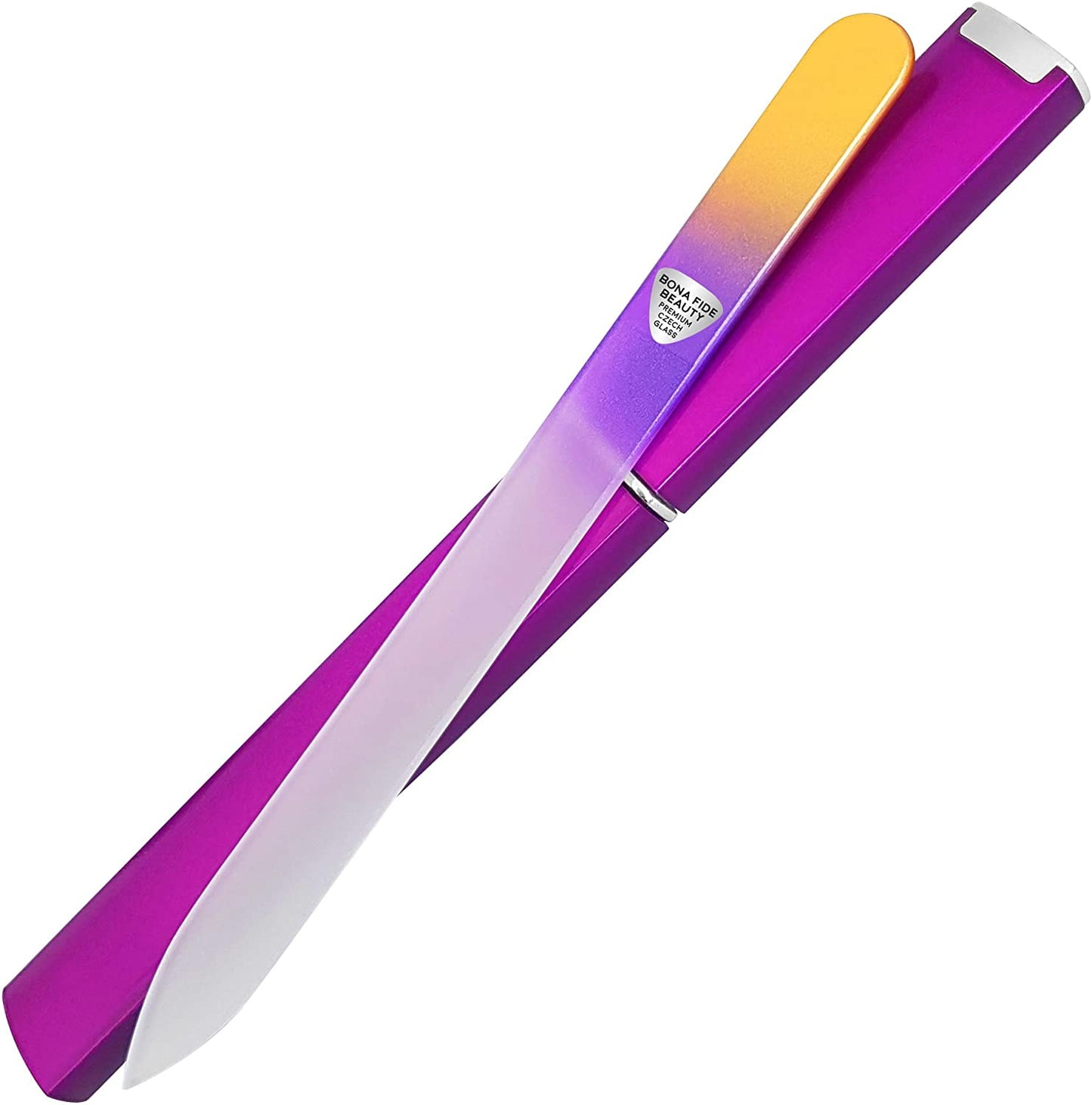 Bona Fide Beauty - Premium Czech Glass Nail File - Gentle, Durable & Professional Manicure Tool - Perfect Valentine’S Day Gift for Women (Gold Violet)