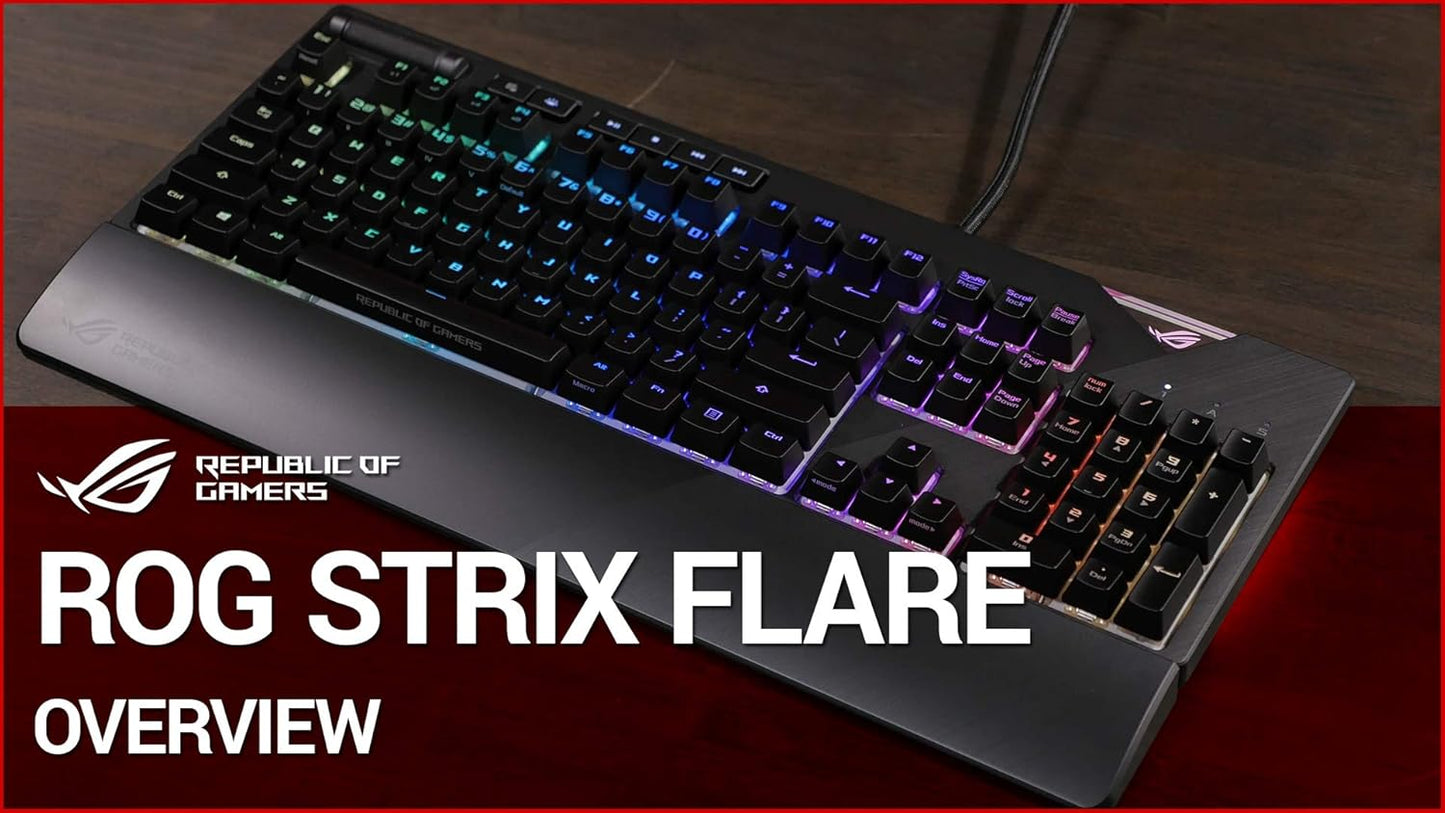 ASUS ROG Strix Flare RGB Mechanical Gaming Keyboard with Cherry MX Brown Switches, Customizable Badge, USB Pass-Through, and Media Controls