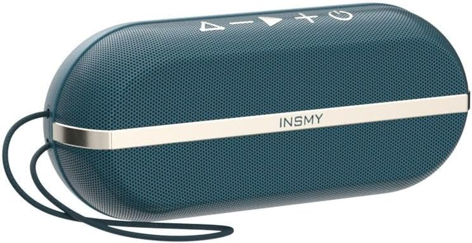 INSMY Bluetooth Speaker,Ipx7 Waterproof,Portable,Shower Speaker, Wireless Sync 100+ Speakers,Big Volume Booming Bass, 24H Playtime/Floatable/Rgb Lights/Bt5.3 for Outdoor/Beach (Blue)