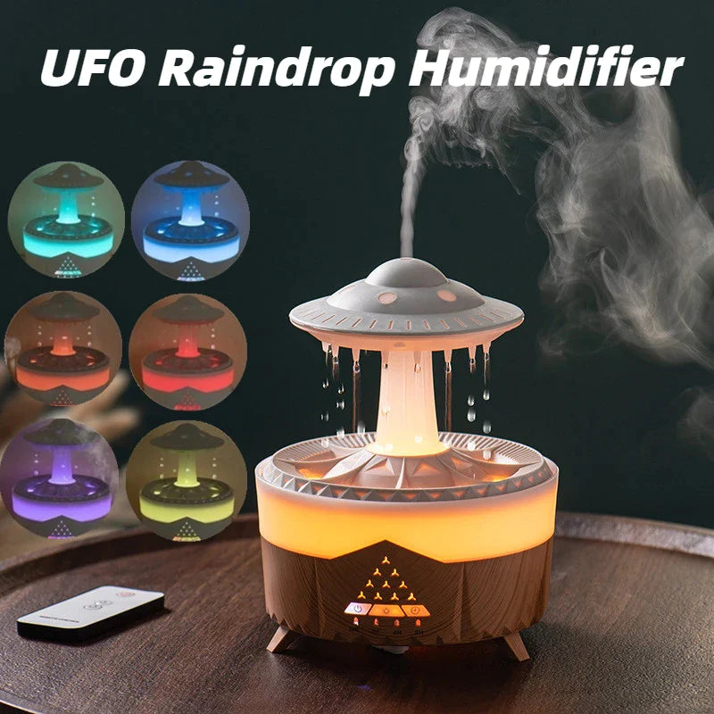 New UFO Raindrop Humidifier Water Drop Air Humidifier USB Aromatherapy Essential Oils Aroma Air Diffuser Household Mist Maker Home Decor