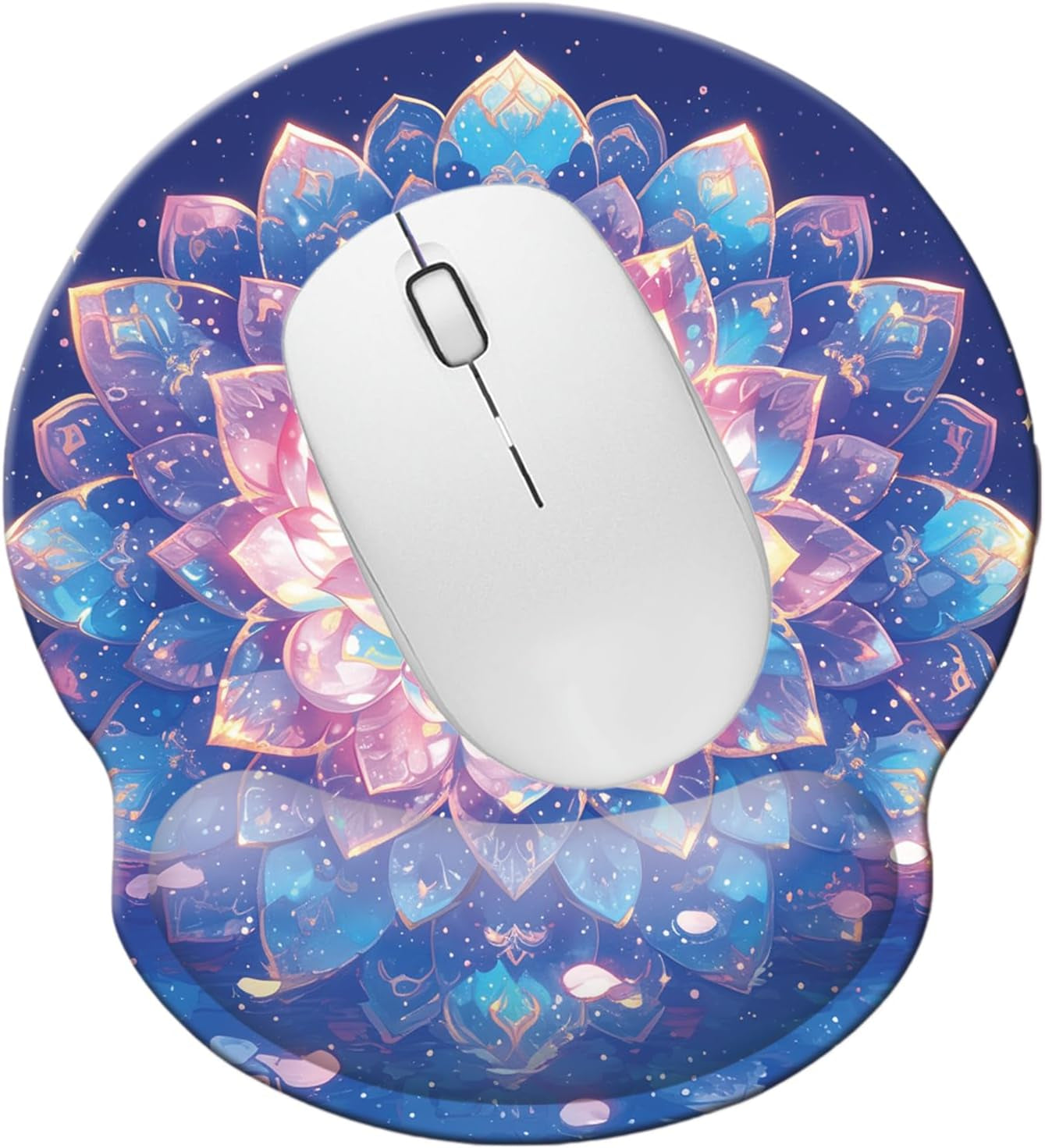 Ergonomic Memory Foam Wrist Support Mouse Pad Comfortable Padded Wrist Mousepads 9In X10In Pain Relief Desktop Mouse Mat (Beautiful Mandala Foam)