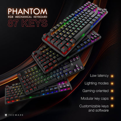 TECWARE Phantom 87-Key Mechanical Keyboard with RGB LED and Outemu RED Switches