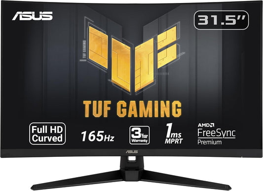 ASUS TUF Gaming VG328H1B 32-Inch Curved Monitor - 1080P Full HD, 165Hz (144Hz Supported), Extreme Low Motion Blur, Adaptive-Sync, FreeSync Premium, 1ms Response Time, Eye Care Technology, HDMI and D-Sub Connectivity