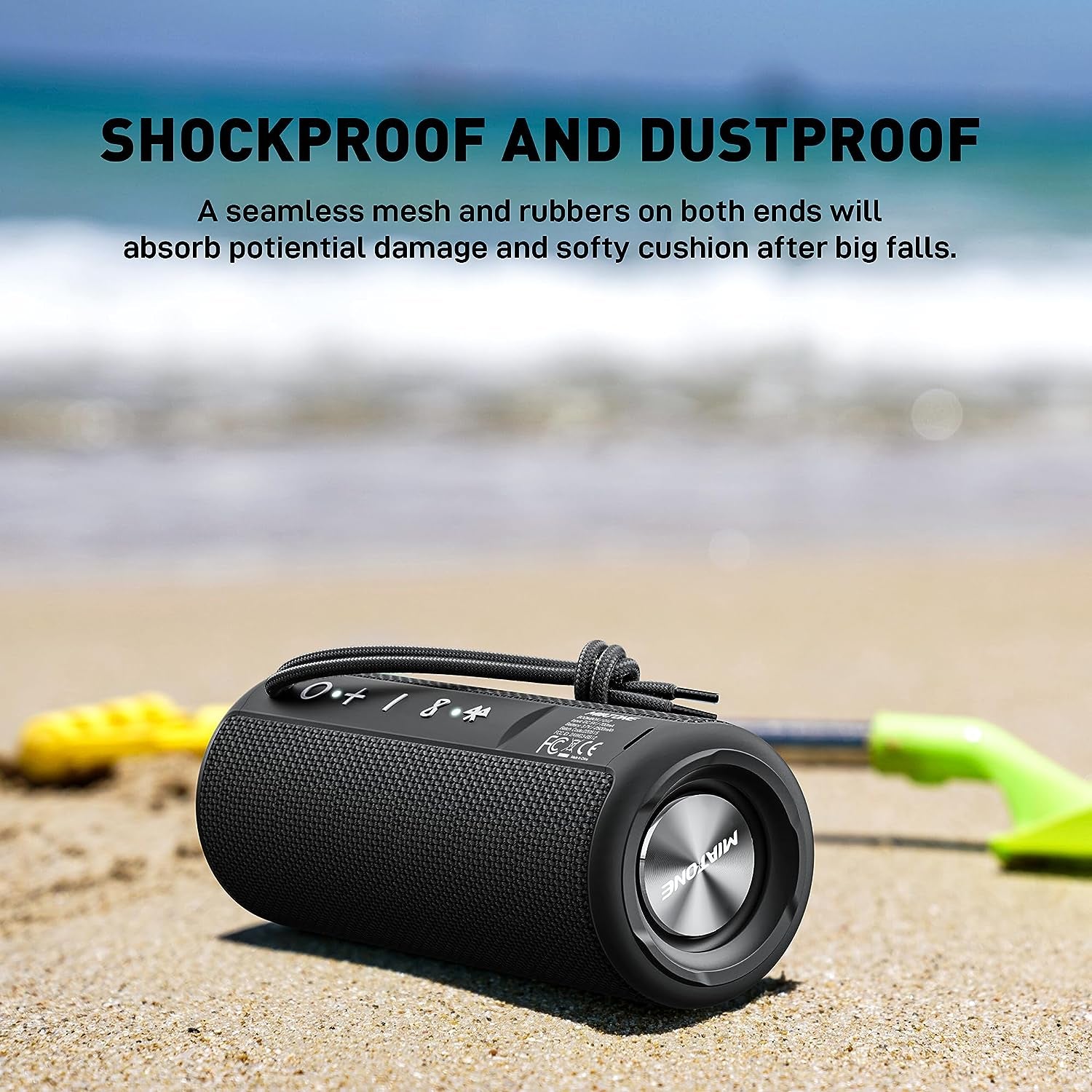 MIATONE Boombox Outdoor Portable Bluetooth Speaker Waterproof Wireless Speakers Valentines Day Gifts for Men Boyfriend Him - Black