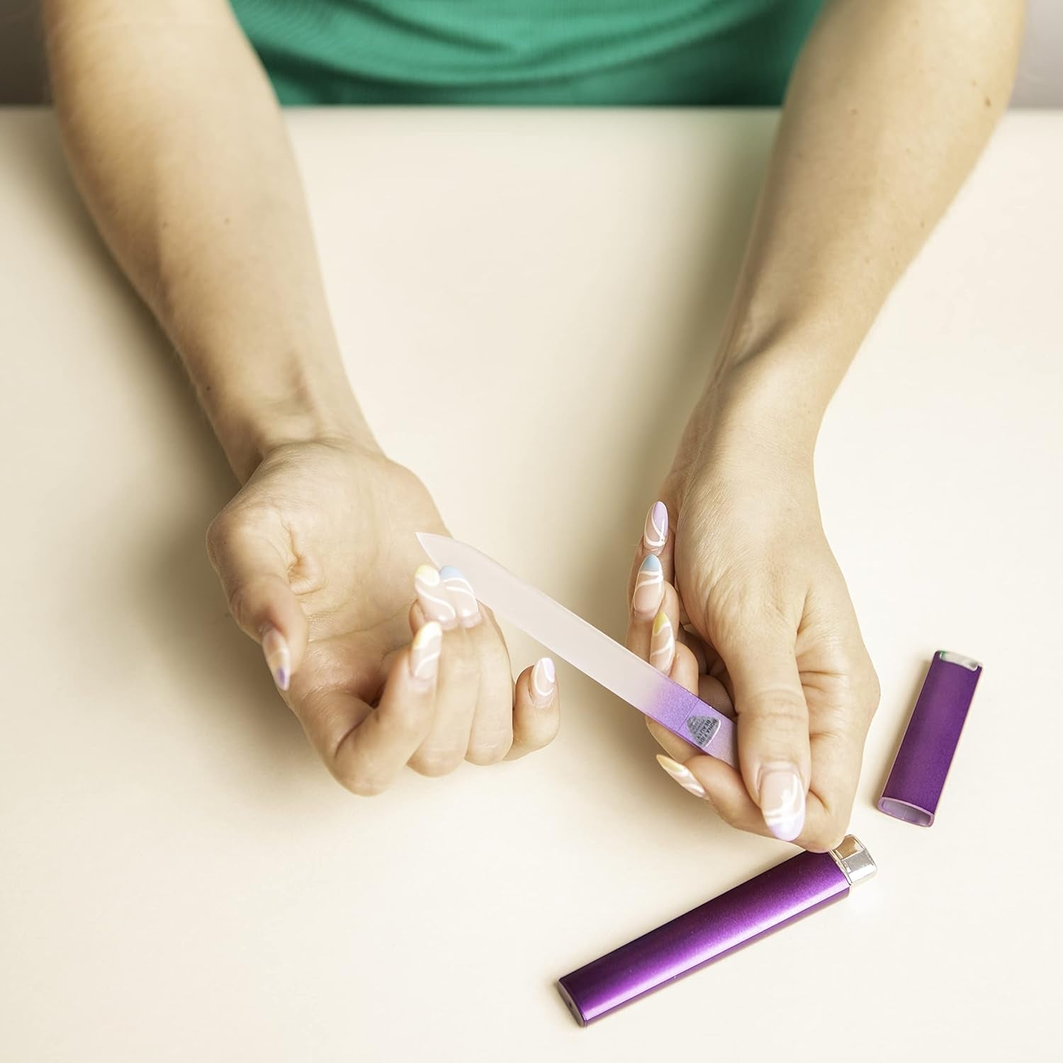 Bona Fide Beauty - Premium Czech Glass Nail File - Gentle, Durable & Professional Manicure Tool - Perfect Valentine’S Day Gift for Women (Gold Violet)