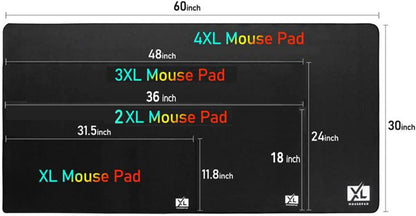 3XL Oversized Gaming Mouse Pad (48'' x 24'') - Extra Large Desk Mat with Super Thick Nonslip Rubber Base and Waterproof Surface (Black)