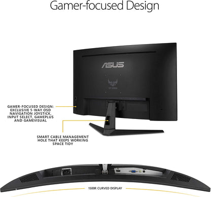 ASUS TUF Gaming VG328H1B 32-Inch Curved Monitor - 1080P Full HD, 165Hz (144Hz Supported), Extreme Low Motion Blur, Adaptive-Sync, FreeSync Premium, 1ms Response Time, Eye Care Technology, HDMI and D-Sub Connectivity