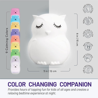 Lumipets, Night Light Kids, Kids Lamp, Kids Night Light, Baby Night Light, Toddler Night Light, Cute Night Light, Owl Night Light for Girls, Nightlight for Kids Room, Rechargeable Battery