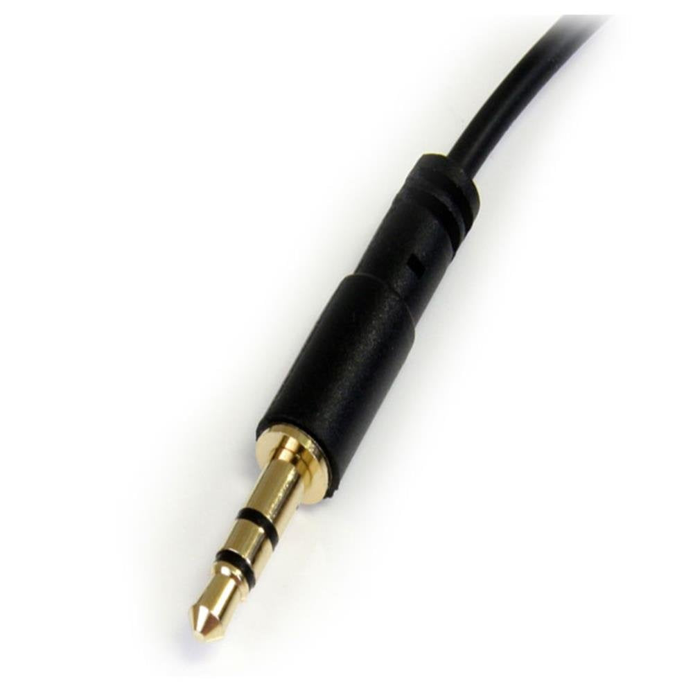 Startech.Com 1 Ft. (0.3 M) Right Angle 3.5 Mm Audio Cable - 3.5Mm Slim Audio Cable - Male/Male - Aux Cable (MU1MMSRA), Black