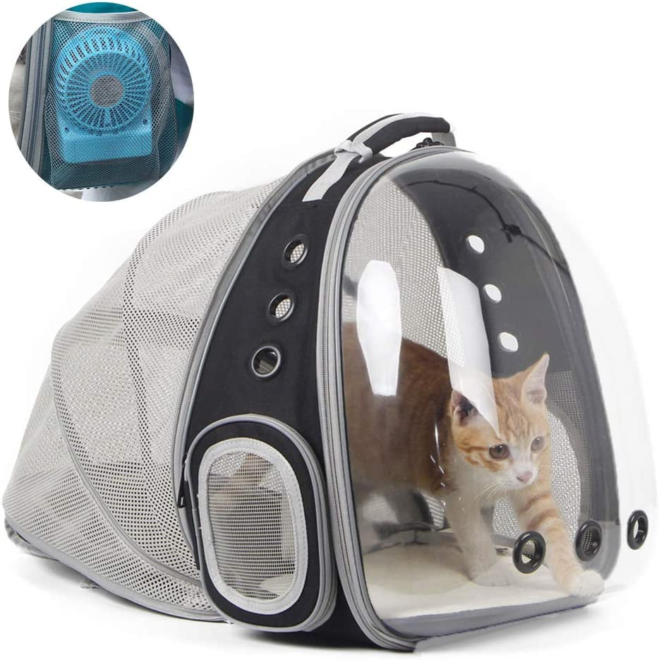 Cat Bubble Backpack with Fan, Fit up to 12 Lbs, Space Capsule Astronaut Clear Window Pet Travel Carrier Backpack for Cat and Small Puppy