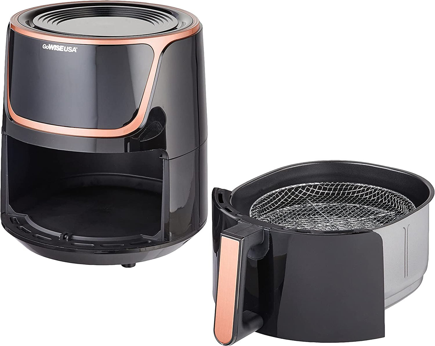 Gowise USA GW22955 7-Quart Electric Air Fryer with Dehydrator & 3 Stackable Racks, Digital Touchscreen with 8 Functions + Recipes, 7.0-Qt, Black/Copper