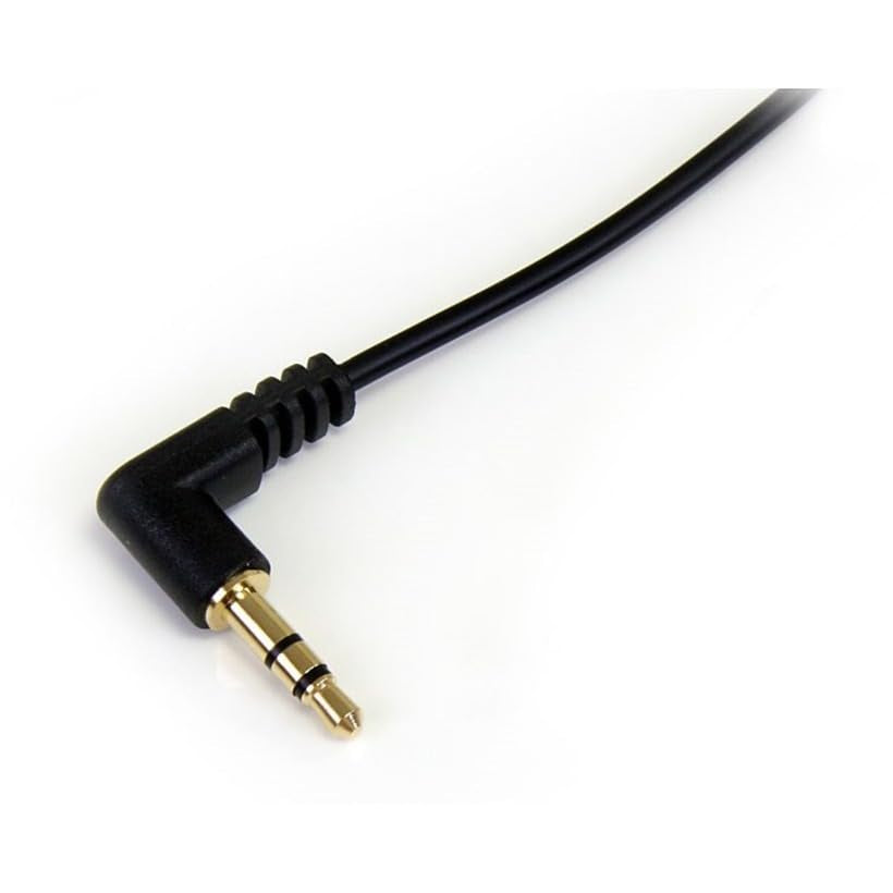 Startech.Com 1 Ft. (0.3 M) Right Angle 3.5 Mm Audio Cable - 3.5Mm Slim Audio Cable - Male/Male - Aux Cable (MU1MMSRA), Black