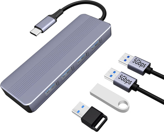 Sunshot USB C Hub 4 Ports, Portable USB C 3.1 to Type C 3.0 Hub 5Gbps, Compatible with Laptop, PC Phone Tablet Supports USB Flash Drive,Ipad，Macbook,Card Reader, Mouse, Keyboard, Midi,And More