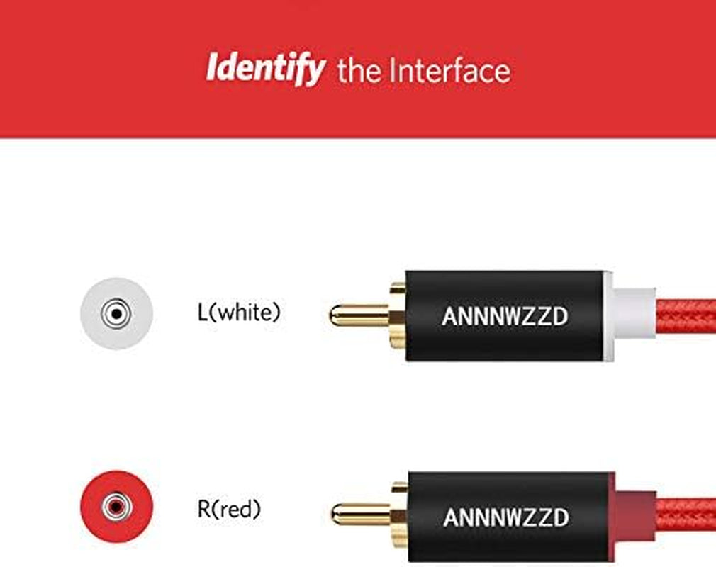 ANNNWZZD RCA Cables,Stereo Audio Cable 2 Male to 2 Male, for Amplifiers, Home Stereo Sound Systems,Speakers,Hi-Fi Systems 3M