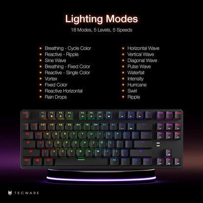 TECWARE Phantom 87-Key Mechanical Keyboard with RGB LED and Outemu RED Switches