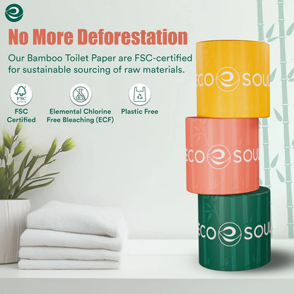 100% Compostable Tree Free Toilet Paper Set of 12 Rolls | 3Ply with 3600 Sheets, 300 Sheets Each | Ultra Soft Toilet Paper, Septic Safe Toilet Paper