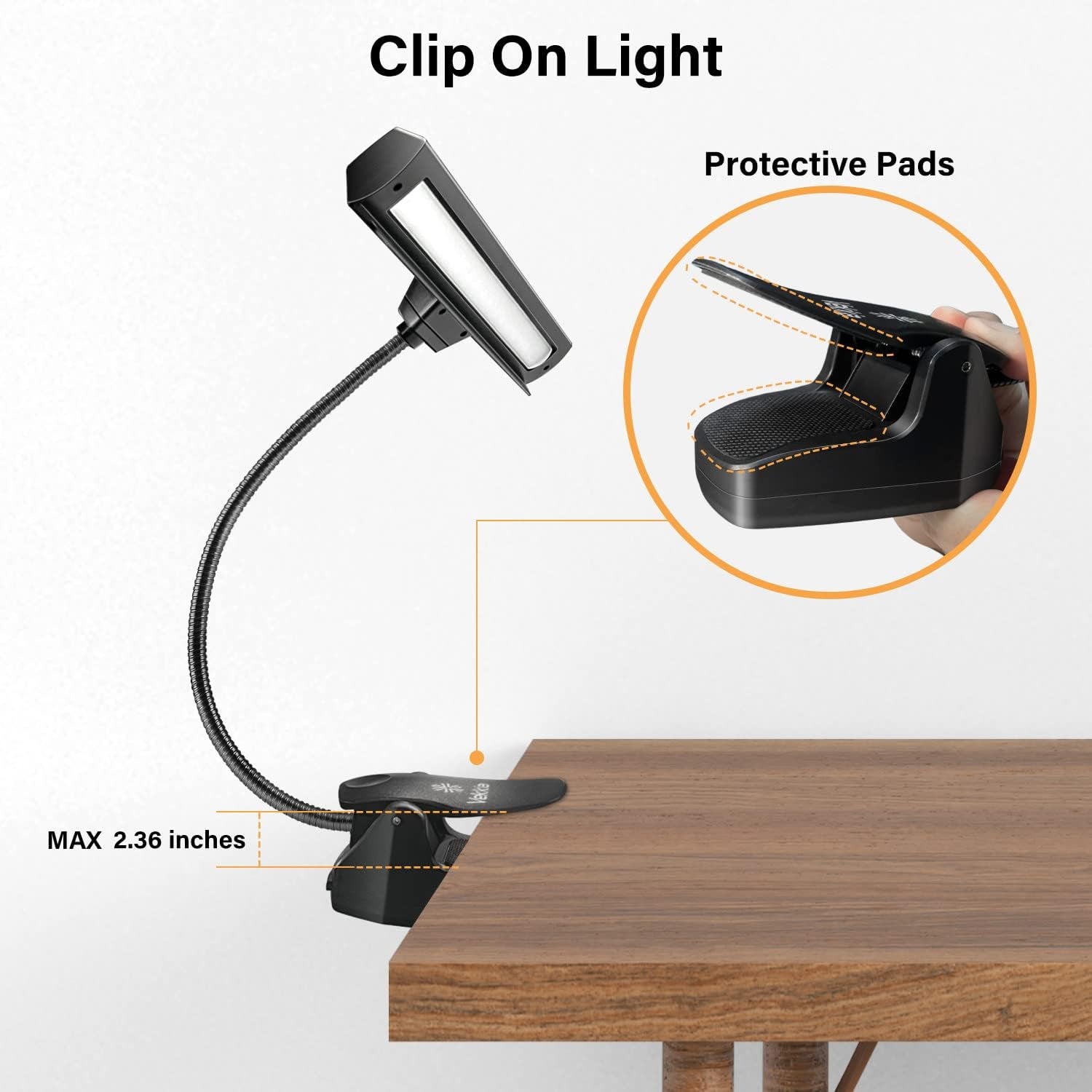 Vekkia Rechargeable Music Stand Light - Clip - on for Musicians' Piano, 9 - Level Dimmable, Portable, USB - C, for Piano, Orchestra, Podium, Easel