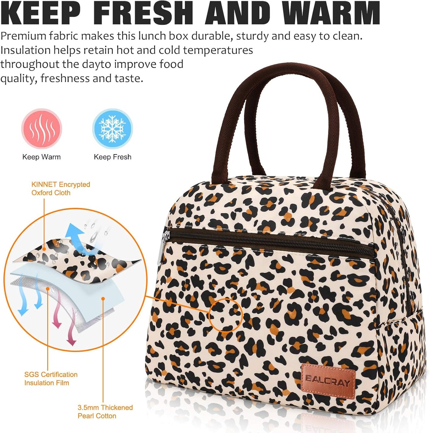 BALORAY Lunch Bags for Women Lunch Tote Cooler Bag, Leak-Proof Liner Insulated Lunch Box Lunch Bags for Women/Picnic/Travel/Office/Work