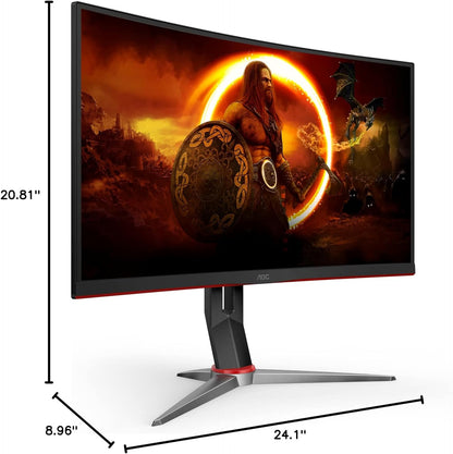 AOC C27G2Z 27-Inch Curved Frameless Ultra-Fast Gaming Monitor - FHD 1080P, 0.5ms Response Time, 240Hz Refresh Rate, FreeSync, HDMI/DP/VGA Connectivity, Height Adjustable, 3-Year Zero Dead Pixel Guarantee, Black