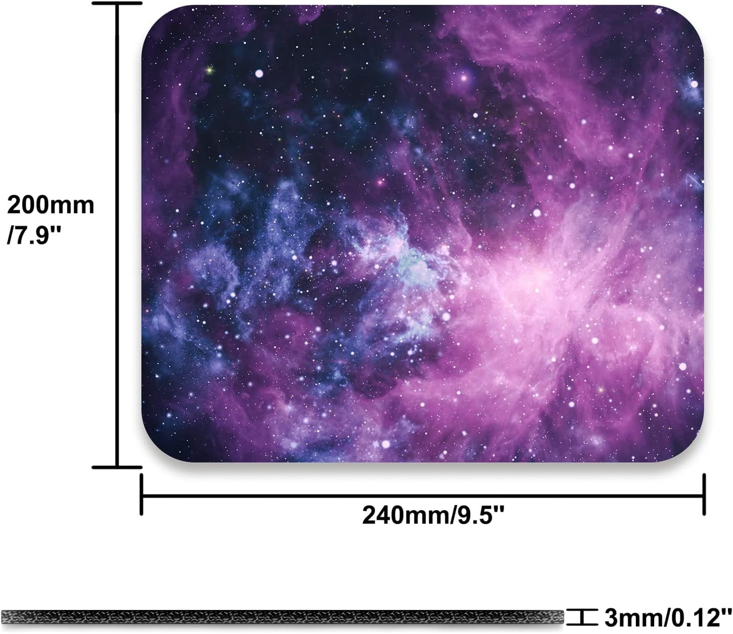 Audimi Cute Mouse Pad, Purple Galaxy Mouse Pad 9.5X7.9 Inch (24X20X0.3Cm)