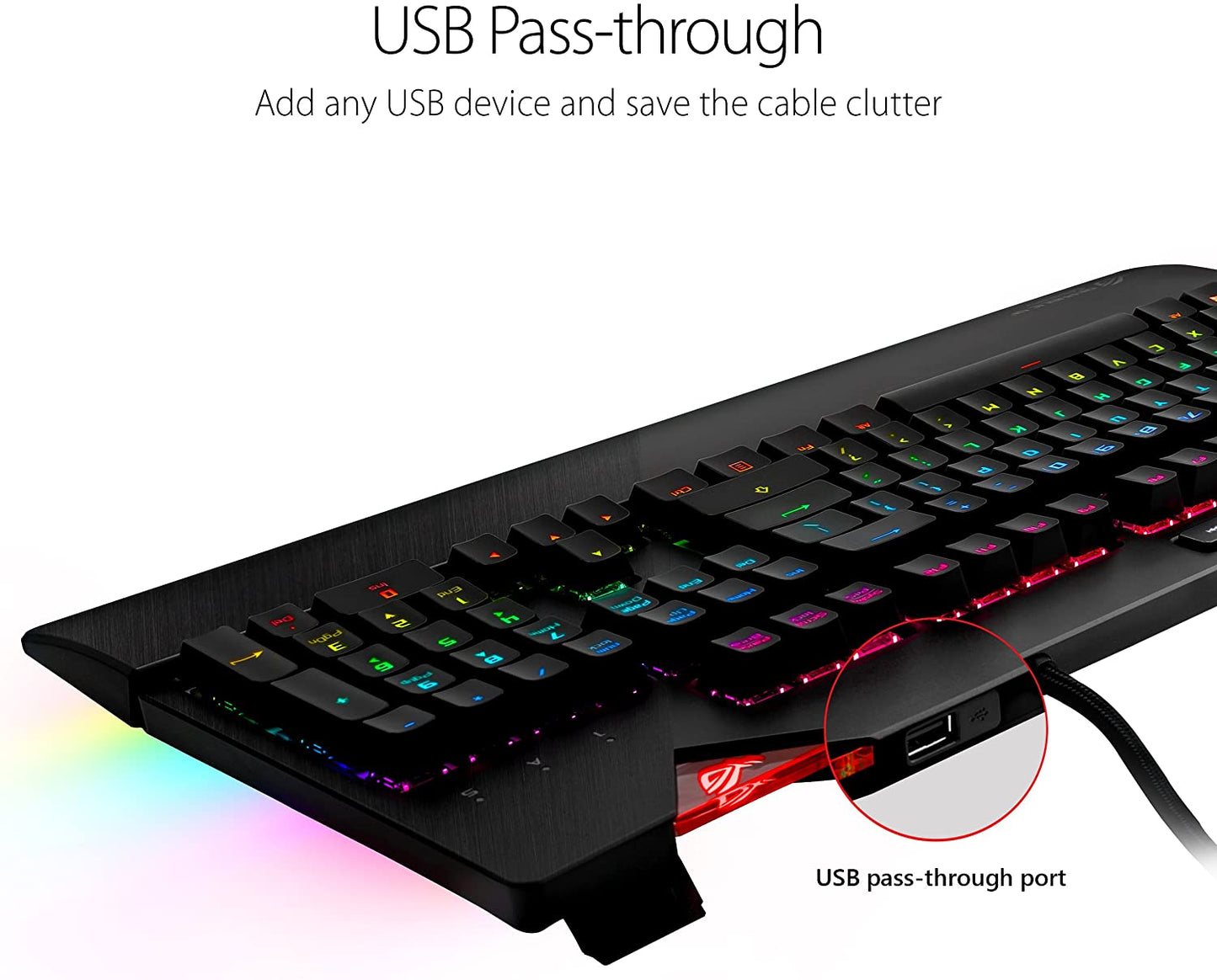 ASUS ROG Strix Flare RGB Mechanical Gaming Keyboard with Cherry MX Brown Switches, Customizable Badge, USB Pass-Through, and Media Controls