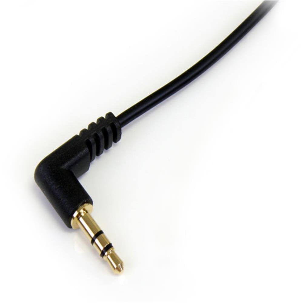 Startech.Com 1 Ft. (0.3 M) Right Angle 3.5 Mm Audio Cable - 3.5Mm Slim Audio Cable - Male/Male - Aux Cable (MU1MMSRA), Black