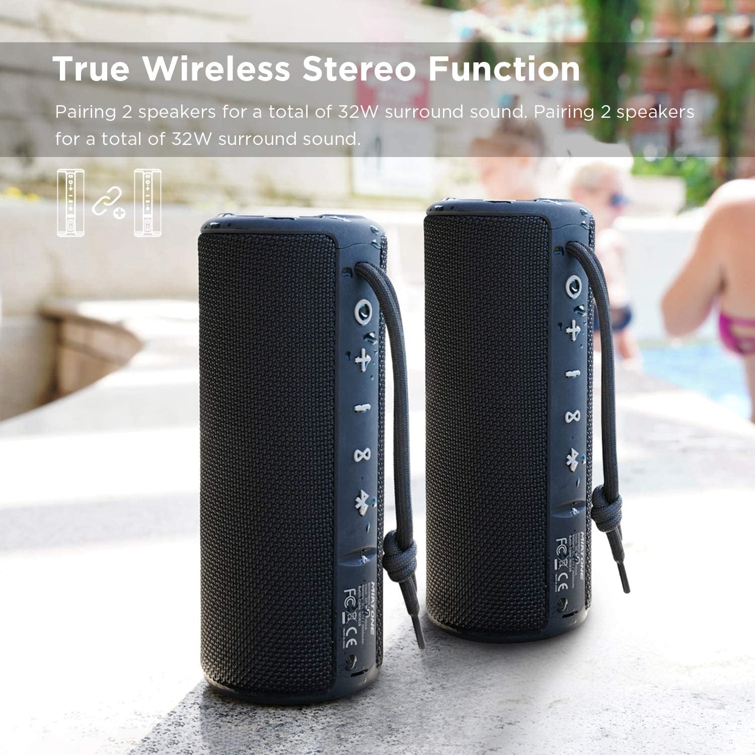 MIATONE Boombox Outdoor Portable Bluetooth Speaker Waterproof Wireless Speakers Valentines Day Gifts for Men Boyfriend Him - Black