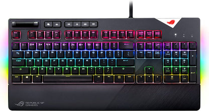 ASUS ROG Strix Flare RGB Mechanical Gaming Keyboard with Cherry MX Brown Switches, Customizable Badge, USB Pass-Through, and Media Controls