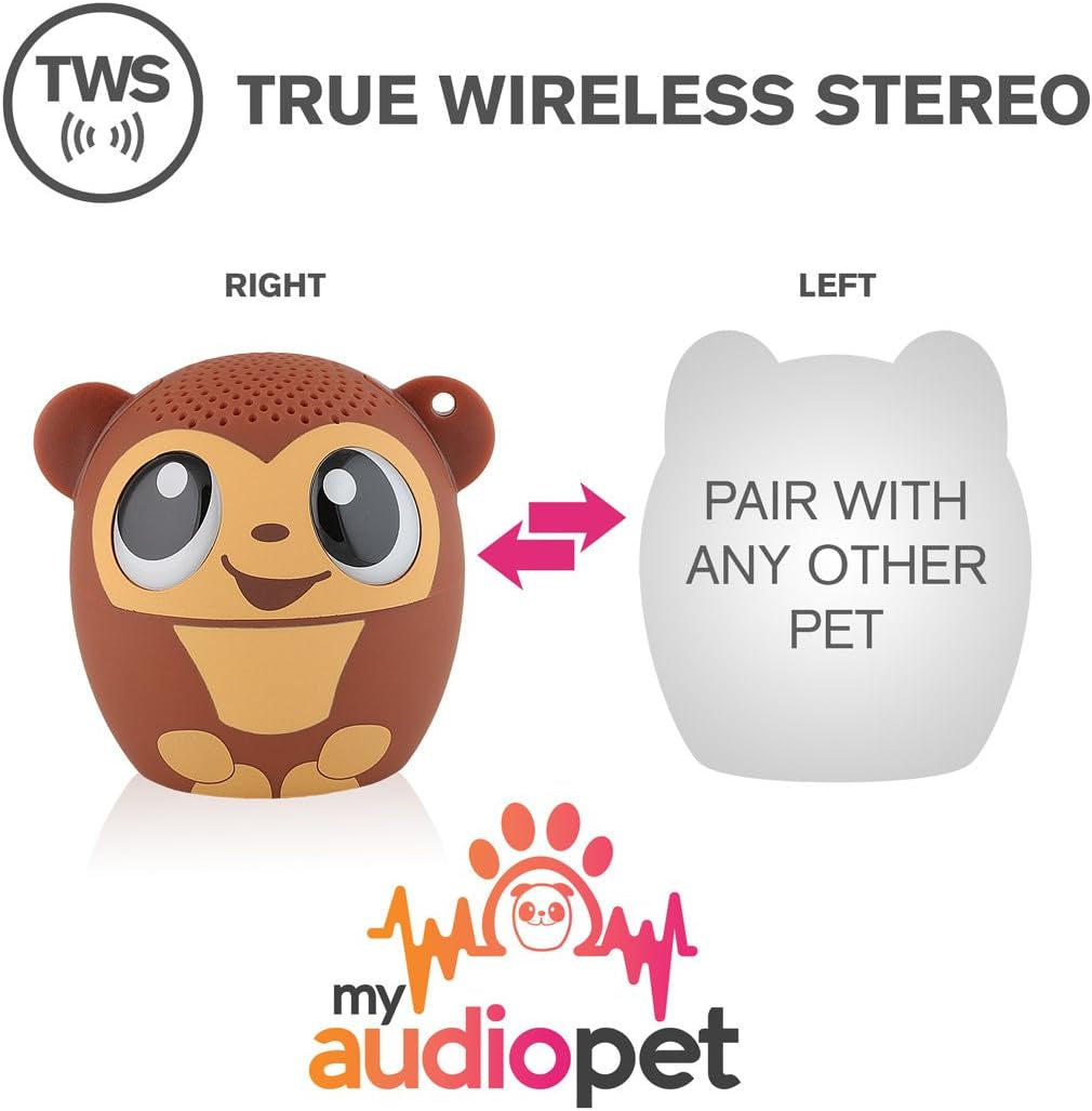 My Audio Pet Mini Bluetooth Animal Wireless Speaker for Kids of All Ages - True Wireless Stereo – Pair with Another TWS Pet for Powerful Rich Room-Filling Sound (GOGO Bananas-Monkey)